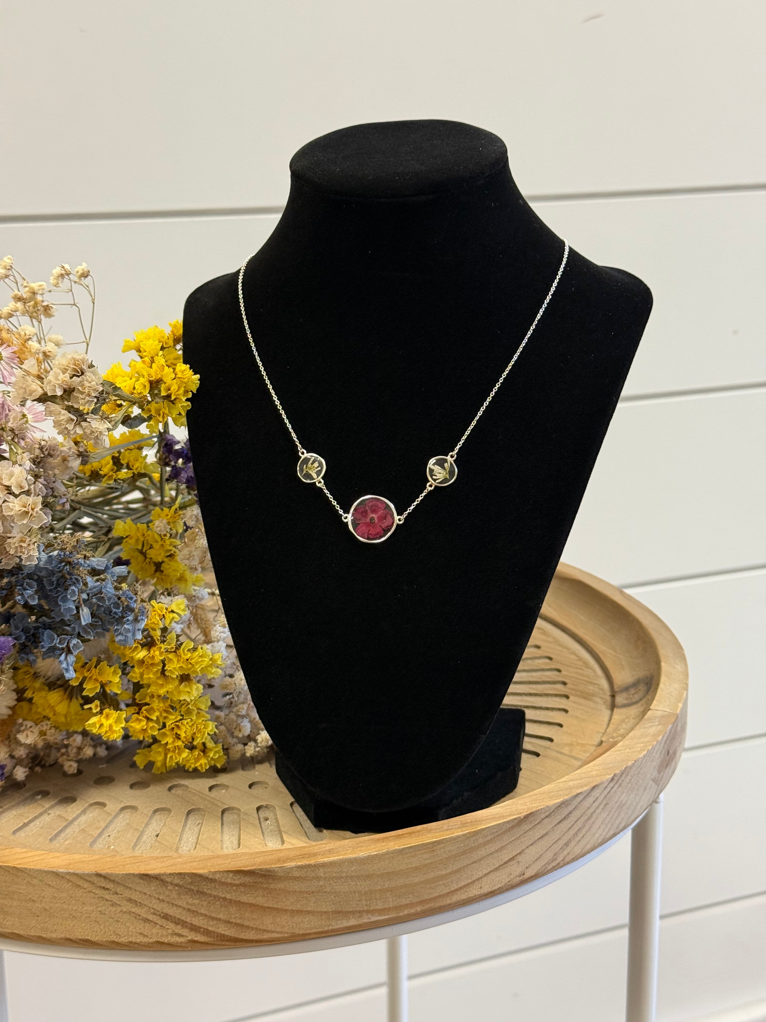 Verbena & Euphorbia Triple Pendant Necklace